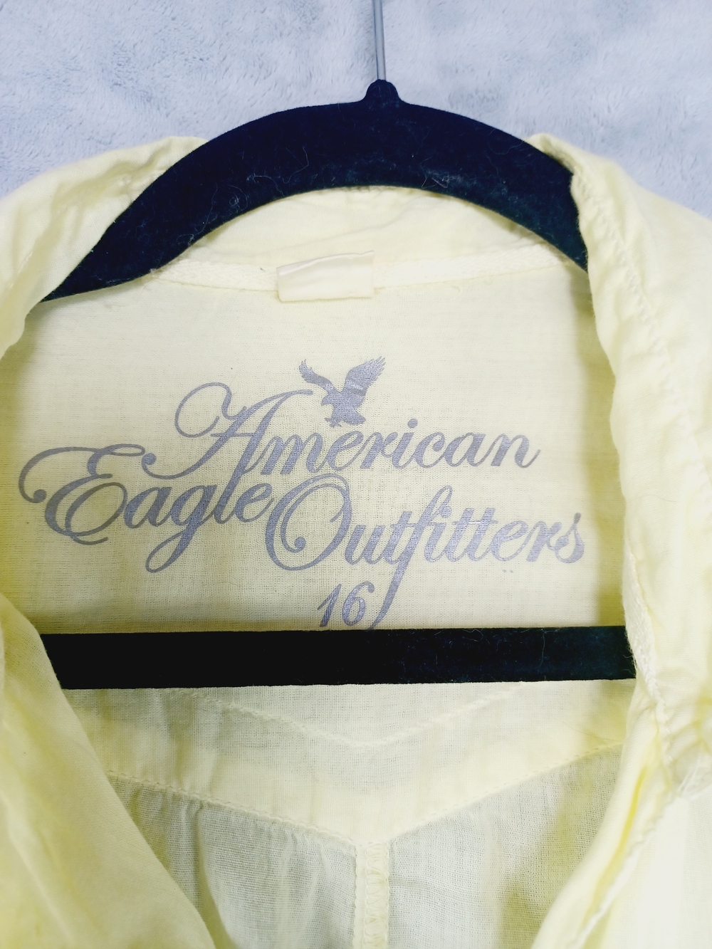 AE Women's Sheer Yellow Button Up Shirt Size 16 Y2k Coastal Boho Beach Coverup - Picture 7 of 13